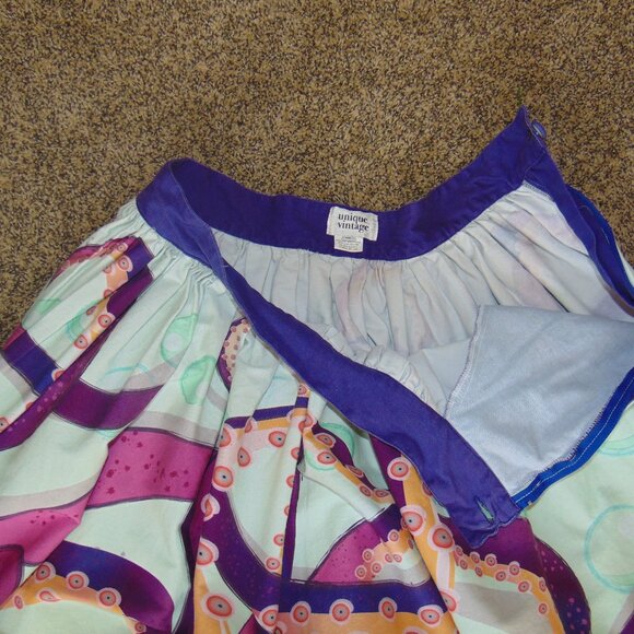 RARE Unique Vintage Purple Octopus Bubble Swing Skirt - Pinup Rockabilly Punk XL - Picture 10 of 12
